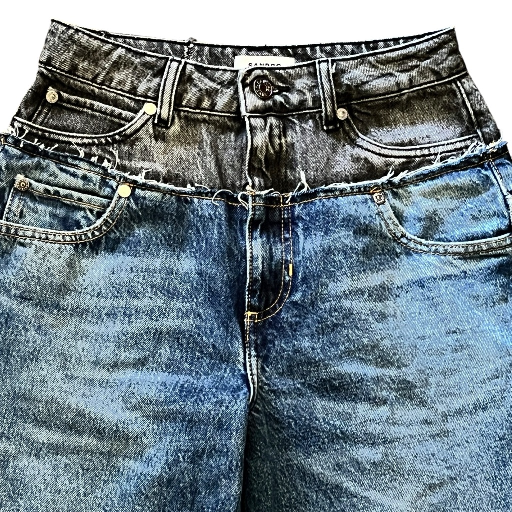 Sandro Paris Double Waisted Wide Leg High Ride Jeans 28